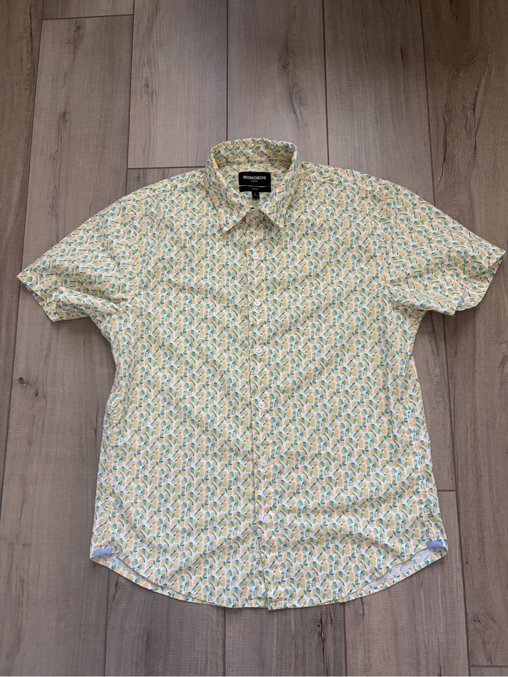 Bonobos Short Sleeve button down slim fit Shirt with Lemon Theme Sz L